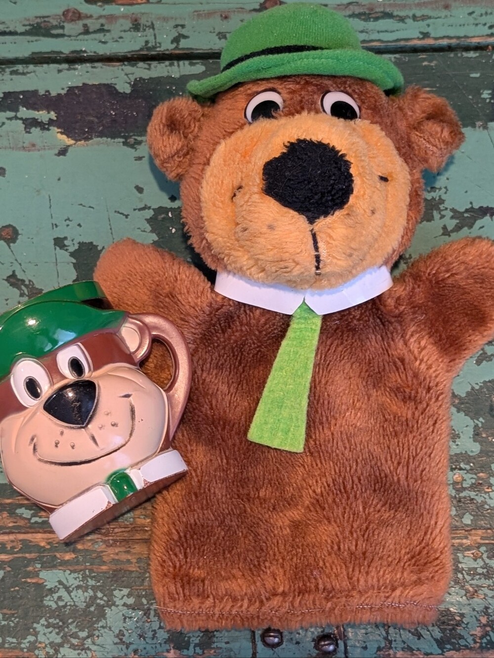 Vintage Hanna Barbera - Yogi Bear Plastic Cup And Plush Hand Puppet 60s & 80's